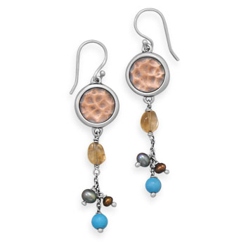 Multistone Copper and Sterling Silver Earrings