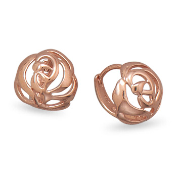14 Karat Rose Gold Plated Cut Out Rose Design Earrings