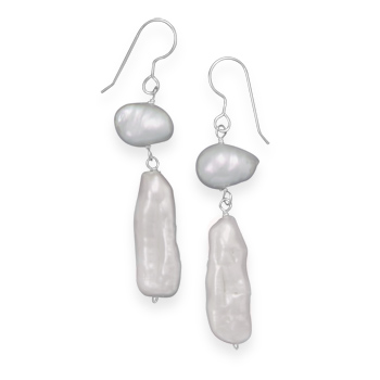 Potato and Baroque Cultured Freshwater Pearl Earrings