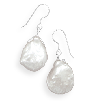 White Baroque Cultured Freshwater Pearl Earrings