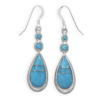 Round and Pear Shape Turquoise Drop Earrings