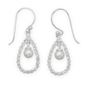 Pear Crystal Earrings with Simulated Pearl Drop