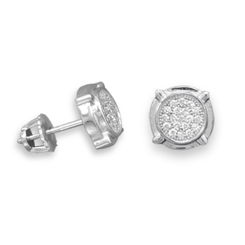 Rhodium Plated Pave CZ Earrings