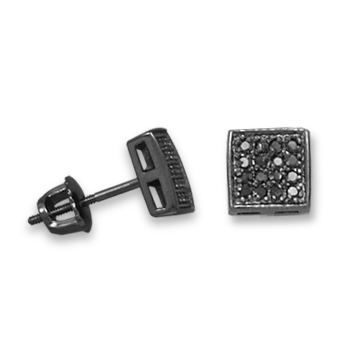 Black Rhodium Plated Pave CZ Earrings