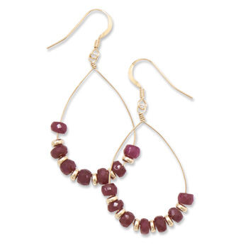 14/20 Gold Filled Ruby Pear Shape Earrings