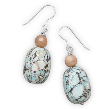 Turquoise and Moonstone Drop Earrings