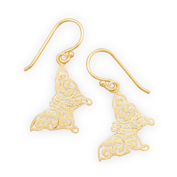 14 Karat Gold Plated Delicate Butterfly Earrings