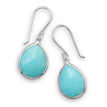 Freeform Faceted Turquoise Drop Earrings