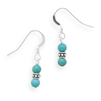 Handmade French Wire Earrings with Turquoise Drops