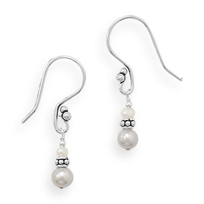 Handmade Elegant French Wire Earrings with Gray Pearls