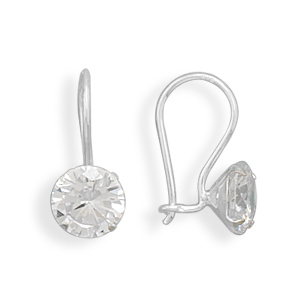 8mm Solitaire CZ Wire Earrings