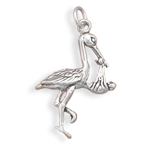 Stork with Baby Charm