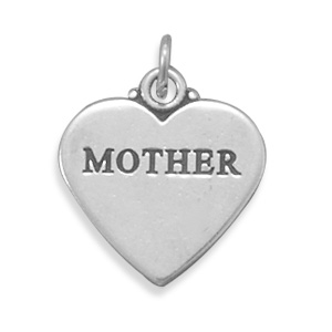 Oxidized "MOTHER" Heart Charm