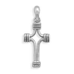 Oxidized Small Wrapped Ends Cross Pendant