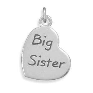 Oxidized "Big Sister" Heart Charm