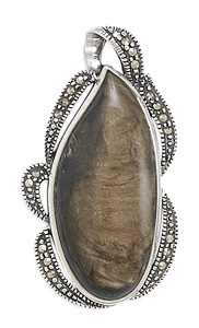 Smoky Mother of Pearl and Marcasite Slide