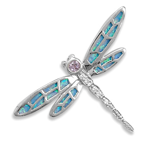 Synthetic Opal and CZ Dragonfly Slide