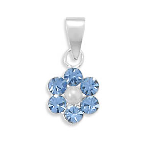 Crystal and Simulated Pearl Flower Pendant