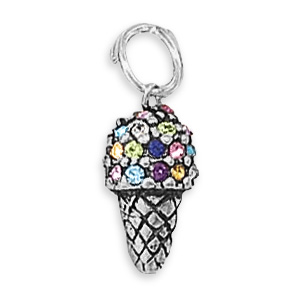 Multicolor Crystal Ice Cream Cone Charm