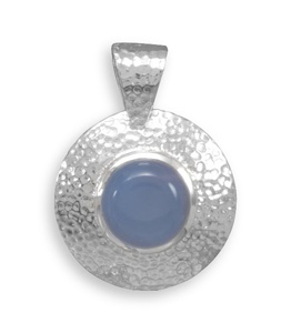 Hammered Pendant with Chalcedony