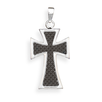 Stainless Steel Cross with Checked Design