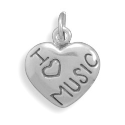Oxidized "I Love Music" Heart Charm