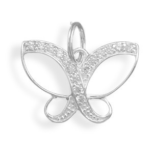 Cut Out Butterfly Pendant with Clear CZs