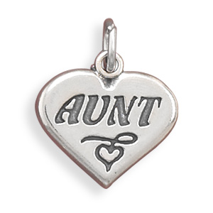 Oxidized Heart Charm with "Aunt"