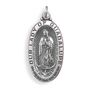 Oxidized "Our Lady of Guadalupe" Medallion Charm