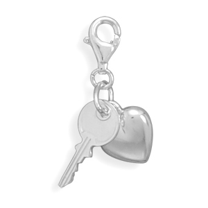 Heart and Key Charm with Lobster Clasp