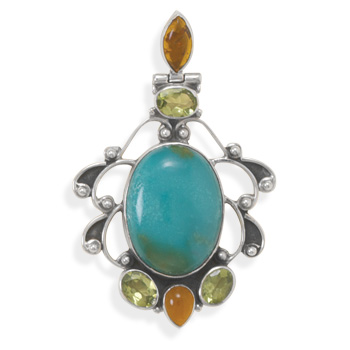 Turquoise with Multistone Ornate Slide