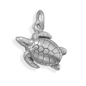 Oxidized Sea Turtle Charm