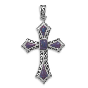 Dyed Purple Turquoise Cross Pendant