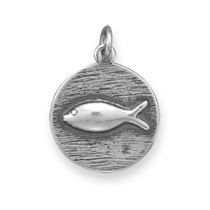 Oxidized Charm with Fish Design