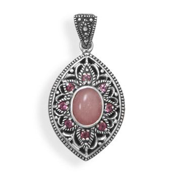Pink Opal and Rhodolite Pendant