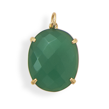 14 Karat Gold Plated Green Onyx Pendant