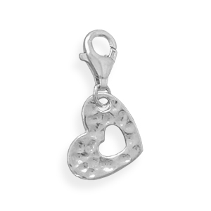 Textured Heart Charm with Lobster Clasp