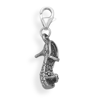 Oxidized High Heel Shoe Charm with Lobster Clasp