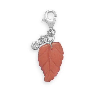 Glass Leaf Charm with Lobster Clasp