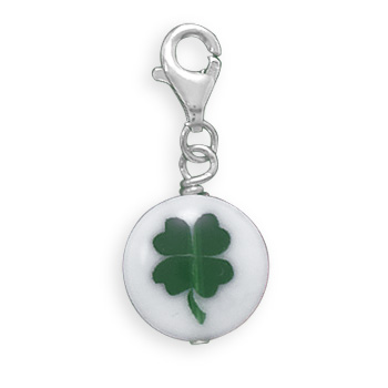 Glass 4 Leaf Clover Charm with Lobster Clasp