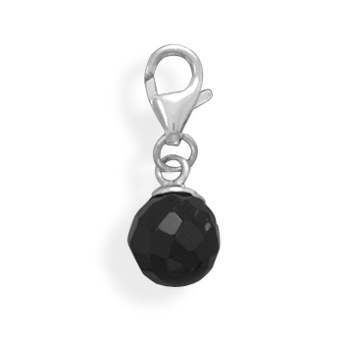 Black Onyx Bead Charm with Lobster Clasp