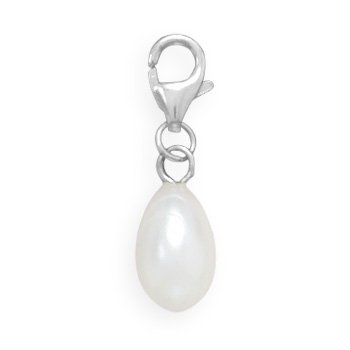 Simulated Rice Pearl Charm with Lobster Clasp