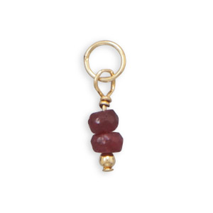 14/20 Gold Filled Ruby Rondell Charm - July Birthstone
