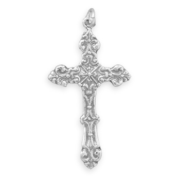 Oxidized Ornate Cross Pendant
