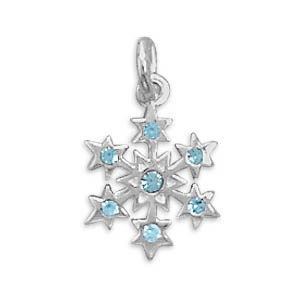 Small Aqua Crystal Snowflake Charm
