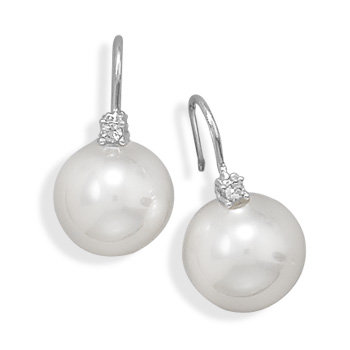 Imitation Pearl and Crystal Fashion Wire Earrings