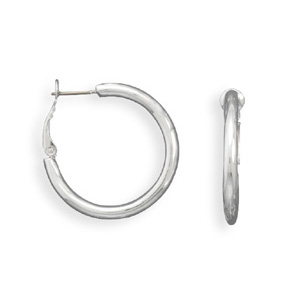Silver Plated Brass Round Tube Post Clip Fashion Hoop Earrings