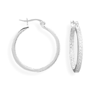 Silver Plated In and Out Crystal Click Hoop Fashion Earrings
