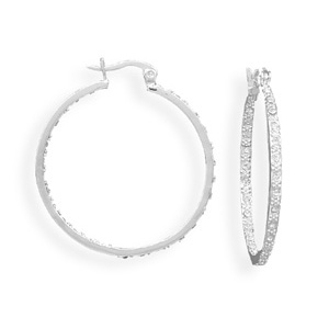 Silver Plated Crystal In and Out Click Hoop Fashion Earrings