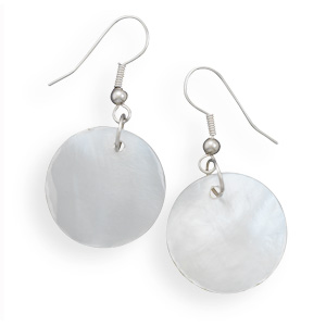 Small Round White Shell French Wire Fashion Earrings